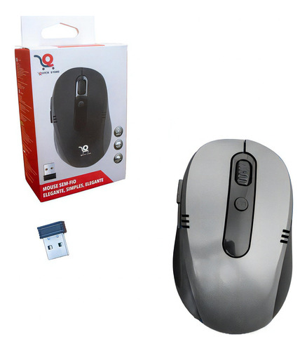 Mouse Sem Fio Wireless 2.4ghz Usb Notebook Pc Alcance 10m Cor Cinza