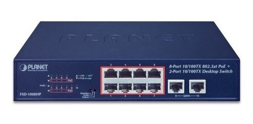 Imagen 2 de 4 de Planet Fsd-1008hp Switch 8 Puertos Poe 802.3at + 2 10/100