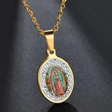 Collar Con Colgante De La Virgen María De Acero Inoxidable,