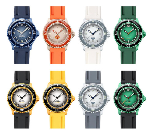 Malla De 22 Mm Para Swatch Blancpain Fifty Fathoms-gris