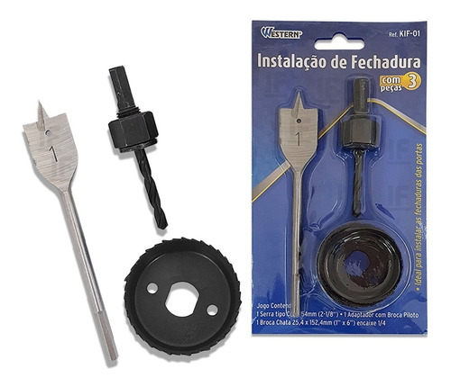 Kit Jogo Instalação Fechadura Broca Chata