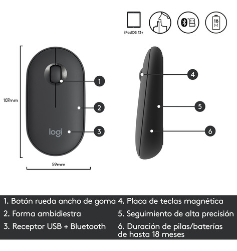 Combo Logitech Mouse M350s+teclado Bt K380s+totebag Grafito