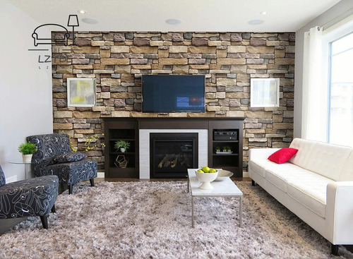 Imagen 10 de 10 de Papel Tapiz Piedras Laja Adhesivo 45cm X 10 Mts 3d