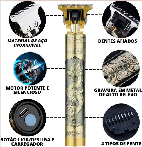 Máquina De Cortar Cabelo Fazer Barba Acabamento Dragão