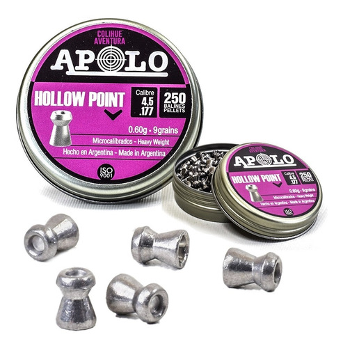 Balines Apolo Hollow Point - 9gr - Cal 4,5mm Lata X250