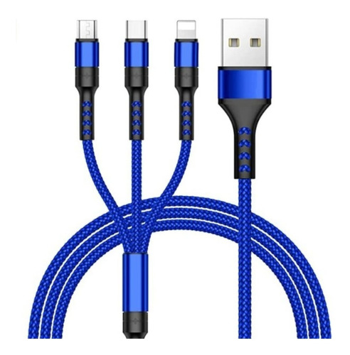 Cable Cargador Usb 3 En 1 Android, Ios Y Tipo C