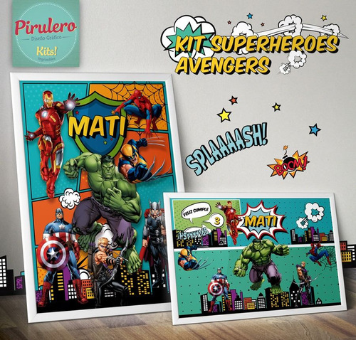 Kit Imprimible Super Heroes Avengers Hombre Araña, Hulk