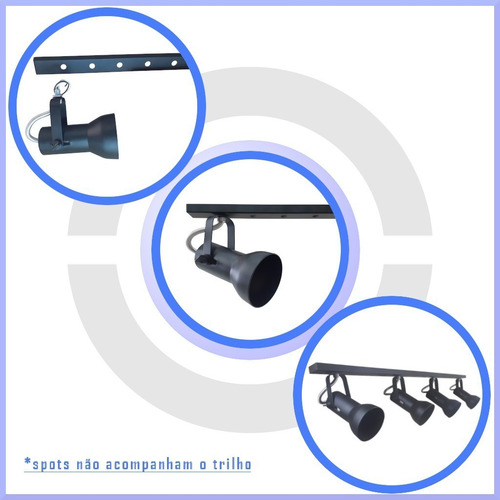 Trilho Perfilado Alumínio Extensível 3 Pçs Kit Instal 6 Cj