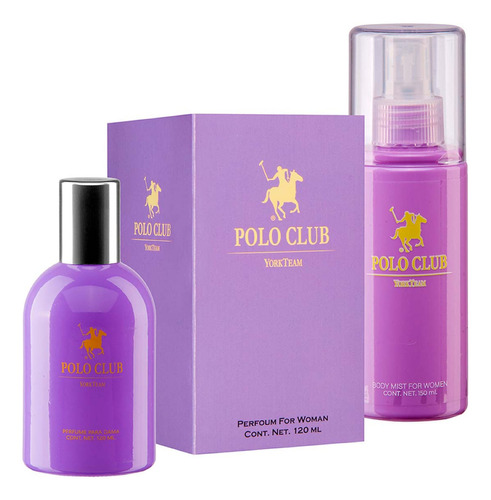Fragancia Dama Polo Club Woman Purple 120ml+ Body Mist 150ml