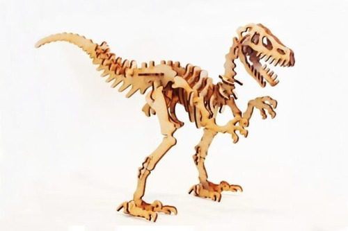 Día Del Niño Dinosaurio En Mdf Huesos Velociraptor P/armar