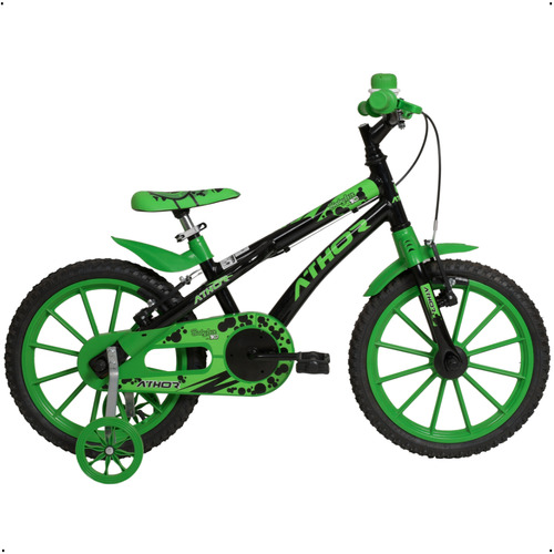 Bicicleta Infantil Aro 16 Athor Baby Lux Masculina Com Kit Verde