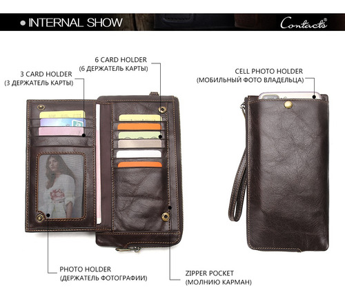 Bolso De Mano De Cuero Genuino Para Hombre Para Celular