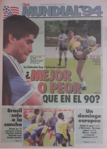 Suple Clarin Mundial 20/6/1994 Belgica 1 Marruecos 0