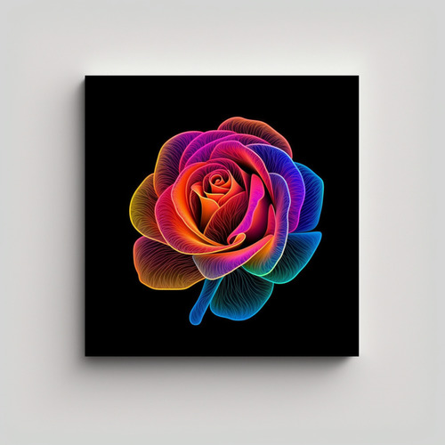 Cuadro Moderno Estético: Rosa Luminosa En Fondo Oscuro 50x5