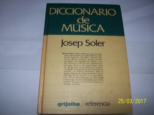 Diccionario De Musica, de Josep Soler - Diccionario De Musica - Edição  Antiga. - Grijalbo