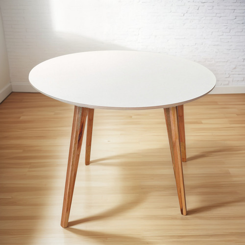 Mesa Comedor Redonda 110cm X 75cm Escandinava Nordica Blanco Marrón