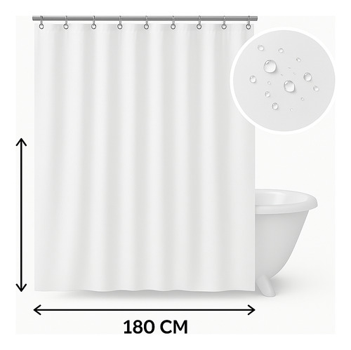 Caño Curvo De Ducha + Cortina De Baño + Alfombra + Ganchos Negro Ojo Turco