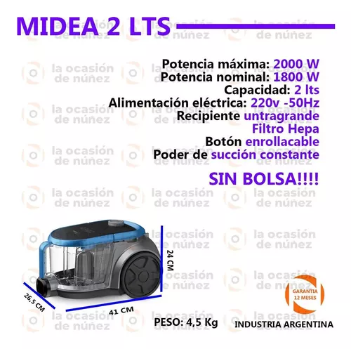 Aspiradora Sin Bolsa Midea DirectCyclone VS-MJ20TAR2 Azul