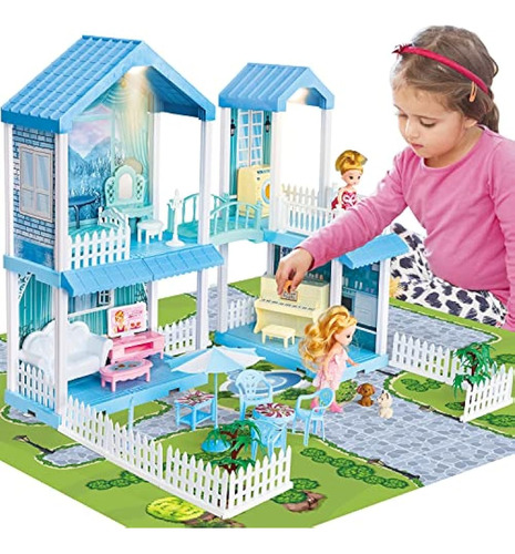 Toy Life Casa De Muñecas Azul Casa De Muñecas Niñas De 4-5 A