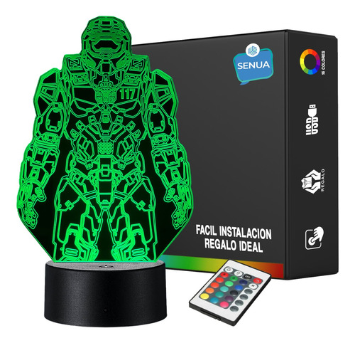 Lámpara De Noche 3d Led Halo Master Chief Holograma