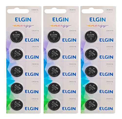 15pcs Bateria Moeda Cr2016 3v Pilha Elgin Pilha Nova