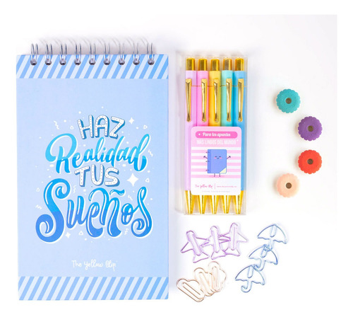 Bullet Journal Kit, Libreta De Puntos, Marcatextos, Clips Color Azul