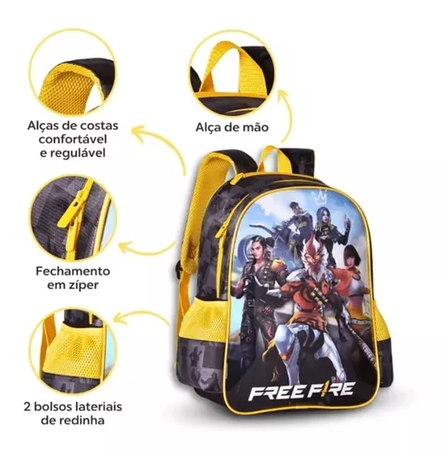 Mochila Escolar Masculino Feminino Free Fire Volta Às Aulas