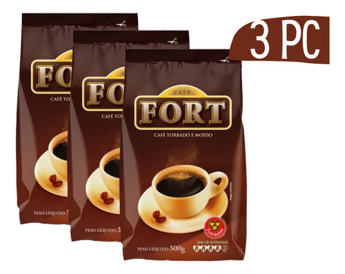 Café Fort 500g Torrado Moído Extra Forte 3corações - 3 Pc