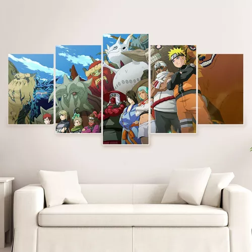 Quadro decorativo em mdf mosaico naruto decoracao desenho quarto sala facil  instalacao sem furar nao desbota hd