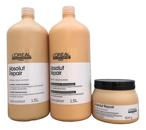 Kit Loreal Absolut Repair Gold Quinoa Sh Cd.1,5l Masc 500g