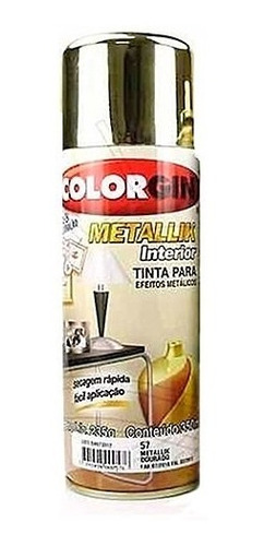 Tinta Spray Metallik Dourado 350ml - Colorgin - Kit 2 Peças