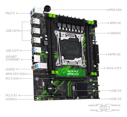 Kit Placa Machinist X99 Pr9 + Xeon E5-2680 V4 4x Ddr4 Nvme