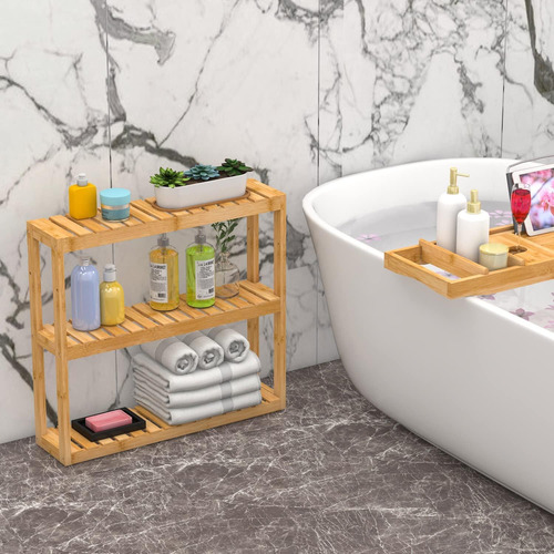 Estante De Baño De Bambú Domax Rack De Almacenamiento De Mon