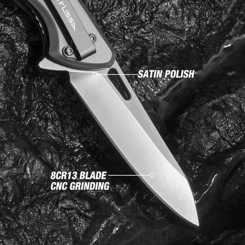 Cuchillo De Bolsillo Flissa Edc Plegable 8.3 Cm Titanio Y