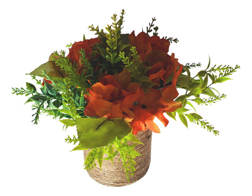 Hortensia Chedron Naranja Artificial Flores Hogar 1 Pz