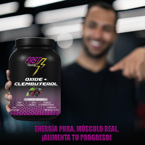 Óxido Nítrico + Clembuterol Fast Protein 1kg Pre Entreno Moras