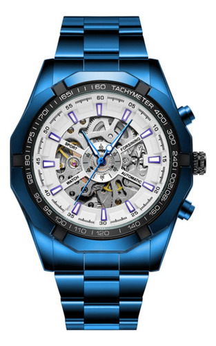 . Esqueleto Mecánico Hueco Automático Reloj 3bar Azul