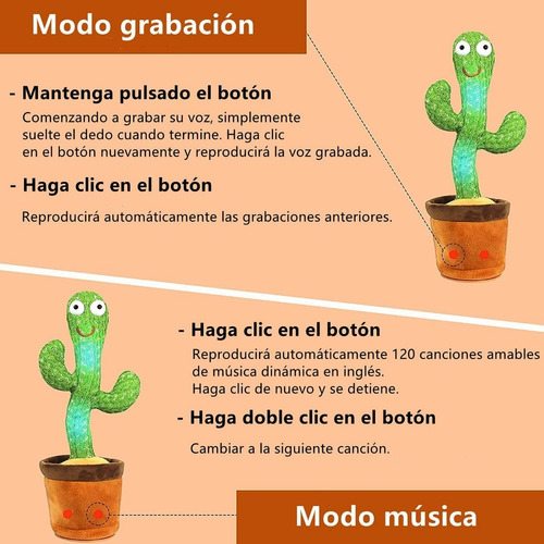 Imagen 5 de 7 de Juguete De Peluches De Cactus Bailando Cantando Imitaciones