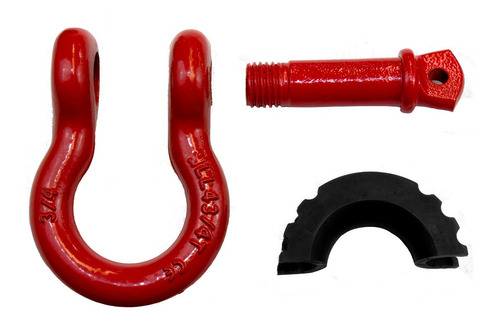 Imagen 2 de 4 de Grilletes Rojo Para Arrastre Tiron 3/4 Jeep Wrangler Rubicon Con Aislante 2 Piezas