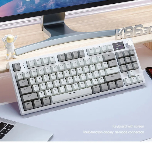 Teclado Gamer Attack Shark K86 Sem Fio Com Tela Rgb C:cinza Cinza Inglês Us