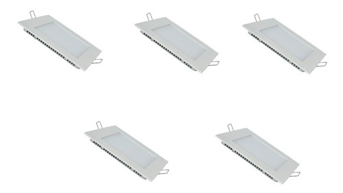 Pack X 5 Panel Embutir Led 12w Cuadrado Luz Fria / Calida