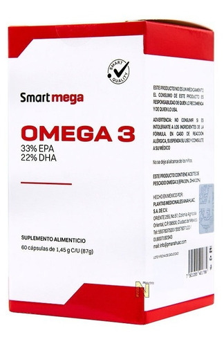 Omega 3 (33% Epa 22% Dha) (60 Cápsulas) Smart Mega Anahuac