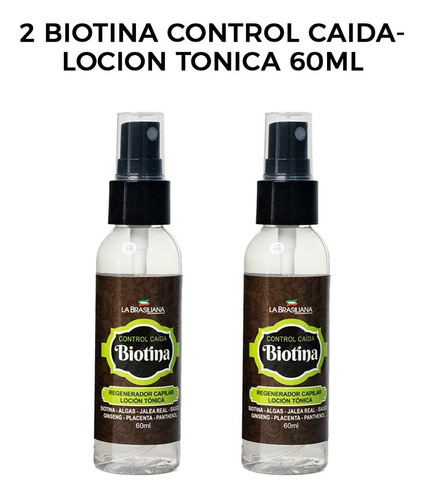 2 Biotina Control Caida- Locion Tonica 60ml La Brasiliana