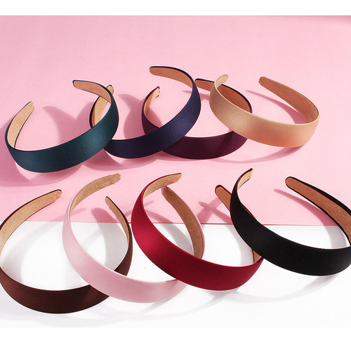 8 * Diadema Ancha De Tela For El Pelo, Moderna, Color Liso