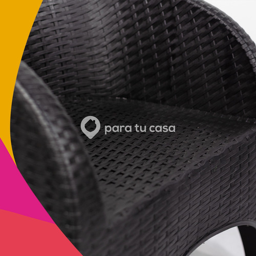 Juego Mesa Ratona + 2 Sillones Simil Ratan Jardin Quality Ct