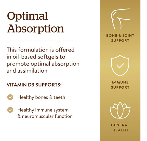 Solgar Vitamina D3 5000 Ui 125 Mcg Cápsulas Blandas 100