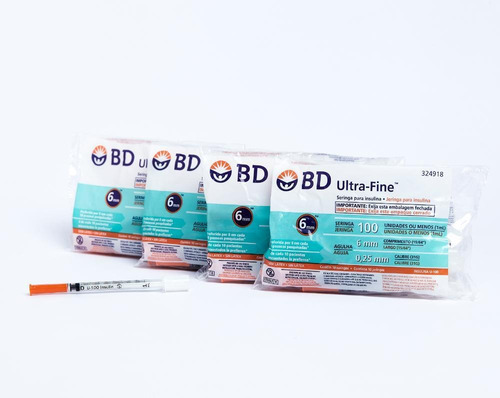 Combo 4x10u -seringa De Insulina Bd Ultra-fine 100 Ui 6mm