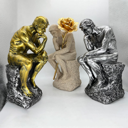 Estatua Decorativa Rodin Figura Resina Blanco Arenisco 50cm Color