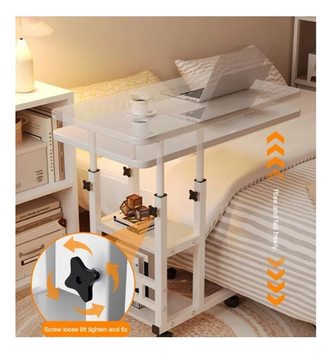 Mesa Ajustable Con Bastidor De Almacenamiento Multifuncional