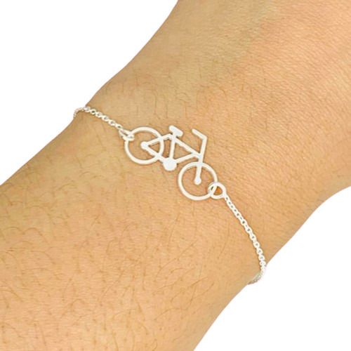 Pulsera Espejado Con Dije Bicicleta Deporte Plata 925 Ps 3 